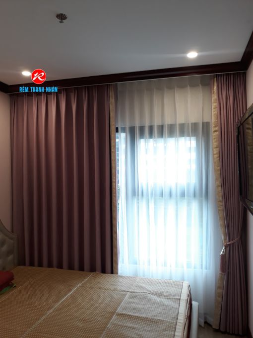 Rèm cửa 2 lớp màu hồng P24 cản nắng phòng ngủ, phòng khách