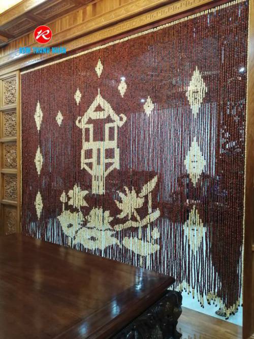 Rèm hạt gỗ mẫu chùa 1 cột trên Đầm Sen