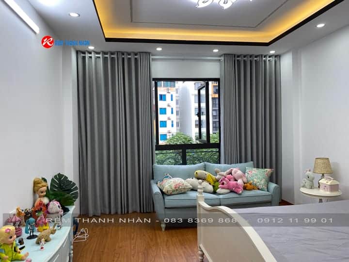 Rèm vải GP1992-11 cản nắng phòng ngủ: Mềm mại, ấm cúng