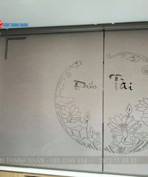 Rèm cuốn phòng thờ khắc hoa sen LZ252