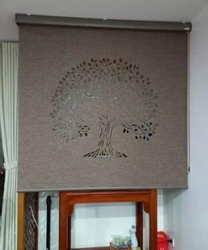 Mẫu rèm xuyên sáng phong thủy Cây sinh mệnh