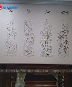 Rèm bàn thờ phong thủy LZ91-LZ92-LZ93-LZ94 – Rèm cuốn Tứ Quý Tùng Cúc Trúc Mai xuyên sáng