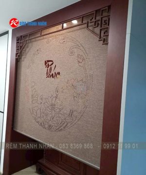 Rèm cuốn laser LZ252 – Rèm phòng thờ khắc hoa sen 3D Hàn Quốc
