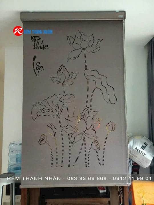 Rèm ban thờ khắc Hoa Sen LZ36 – Rèm cuốn phòng thờ hiện đại