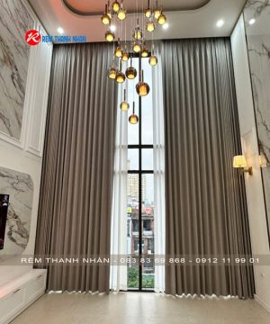 Rèm vải 2 lớp thông tầng Pan3216-5 & Voan Pattern1729-2