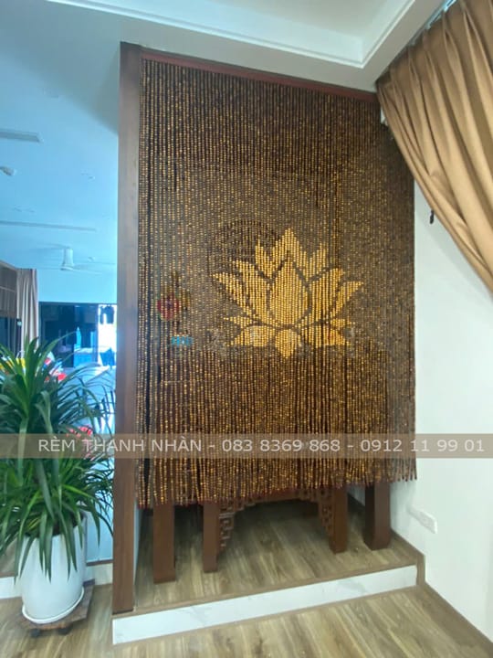 Rèm hạt gỗ Bách Xanh Hoa Sen
