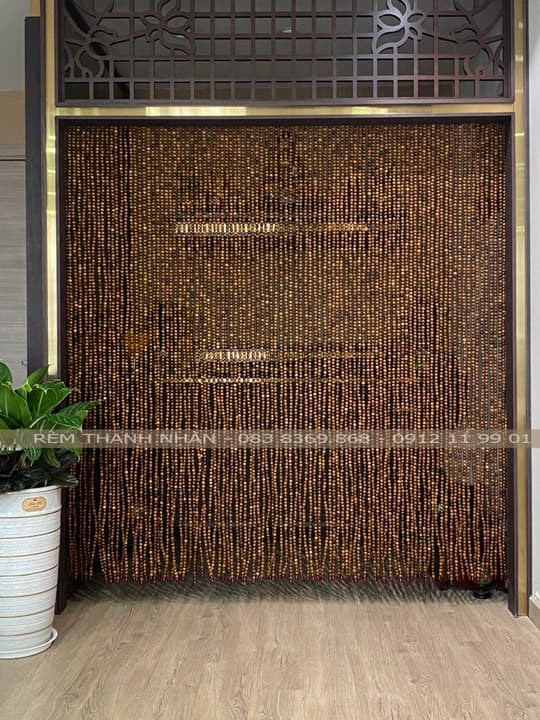 Rèm hạt gỗ Bách Xanh trơn cao cấp