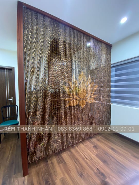 Rèm hạt gỗ phong thủy Bách Xanh Hoa Sen