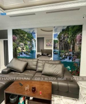 Rèm vách tổ ong in tranh hệ 27 Pro mở 2 bên – Vách ngăn trang trí & phong thủy