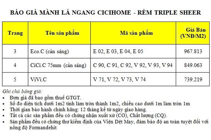 Mành lá ngang CiciHome - Horizontal Sheer - Rèm Triple cho không gian hiện đại
