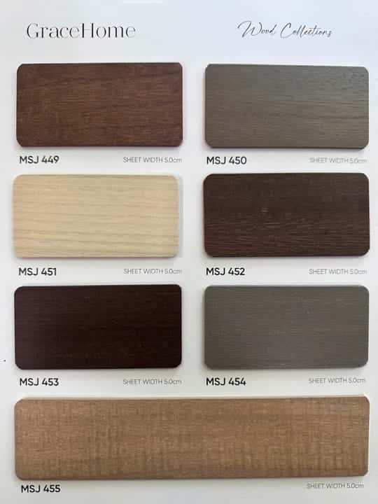 Bảng mã màu, chất liệu rèm gỗ GraceHome Paulownia