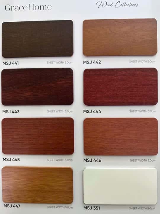 Bảng mã màu, chất liệu rèm gỗ GraceHome Paulownia