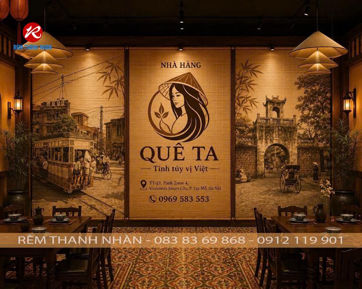 Mành tre trúc trang trí nhà hàng phong cách Việt xưa