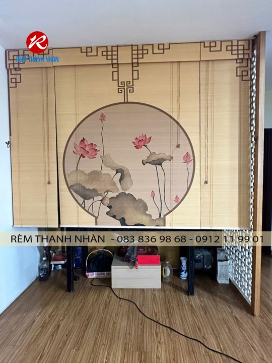 Mành trúc nghệ thuật, Rèm che ban thờ bằng Trúc in tranh UV