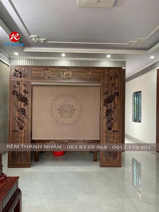 Rèm khắc laser che bàn thờ